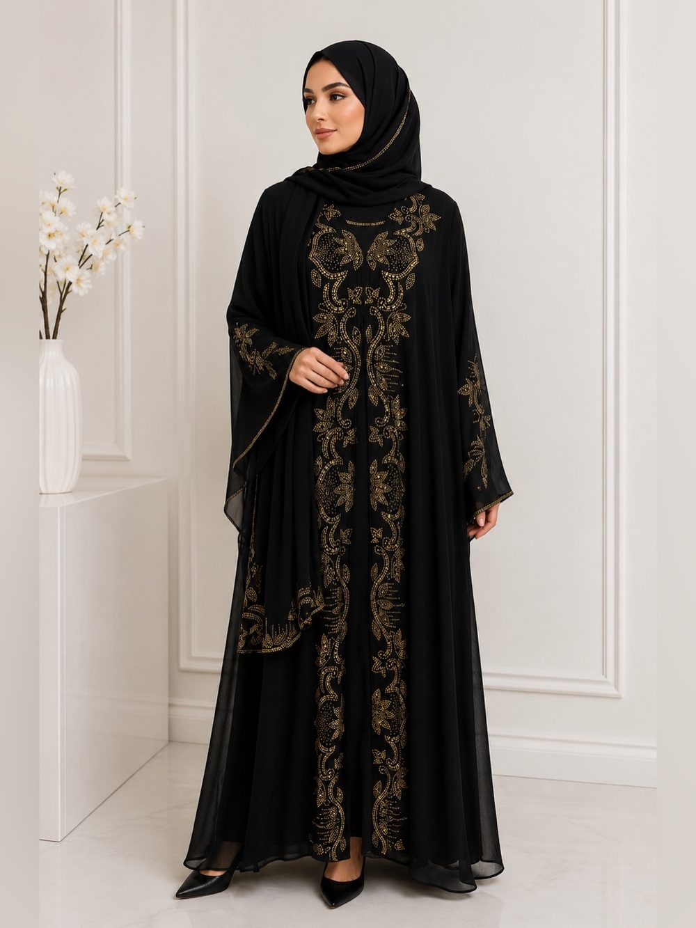 Muslim modest islmic fashion abaya set black